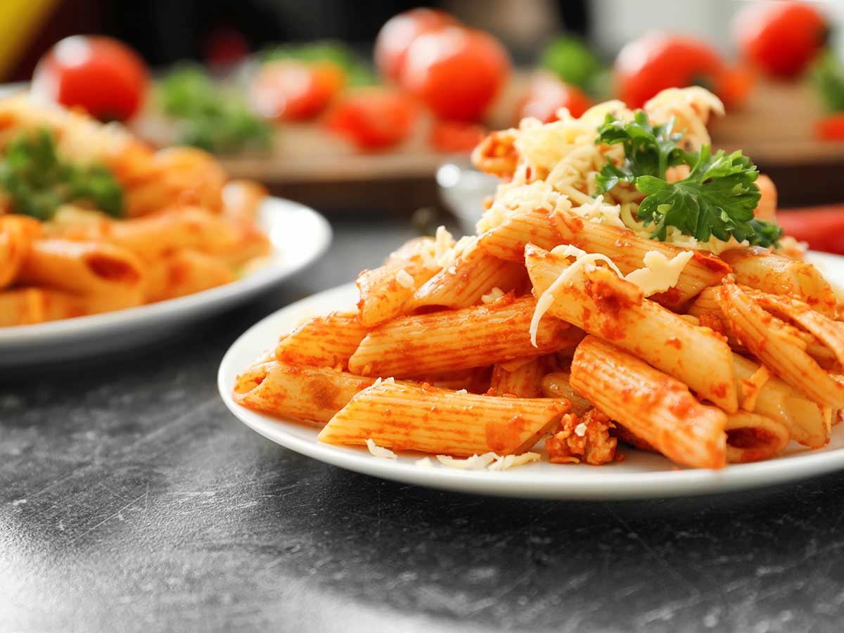 tukr box gourmet pasta meal kit with Marry Me Marinara sauce beautifully plated